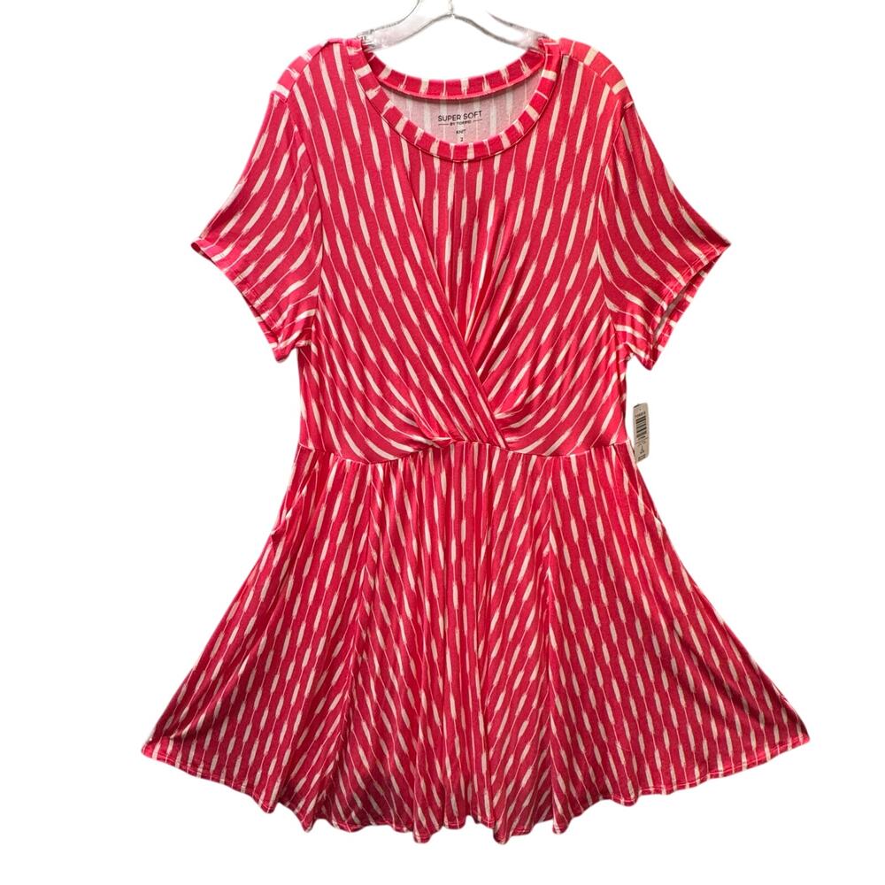 torrid Pink and White Striped Fit-and-Flare Dress